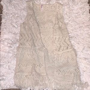 Cream fringe shawl